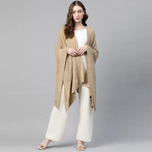 Women Beige Longline Shrug